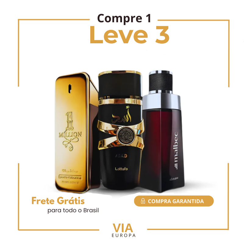Kit 3 Perfumes  - Malbec , 1 Million e ASAD (100ml cada) - [QUEIMA DE ESTOQUE]