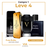 Kit 4 Perfumes Masculinos Importados (100ml cada um) - 1 million | 212 black | Invictus V| Bleu de Chanel