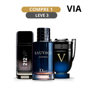Kit 3 Perfumes Masculinos Importados (100ml cada) - Sauvage Dior l Invictus Victory l 212 VIP Black [ PROMOÇÃO POR TEMPO LIMITADO]