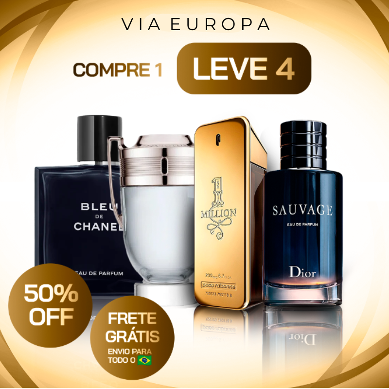Combo 4 Perfumes Masculinos Importados (100ml) - 1 Million | Invictus | Sauvage| Bleu [FRETE GRÁTIS]